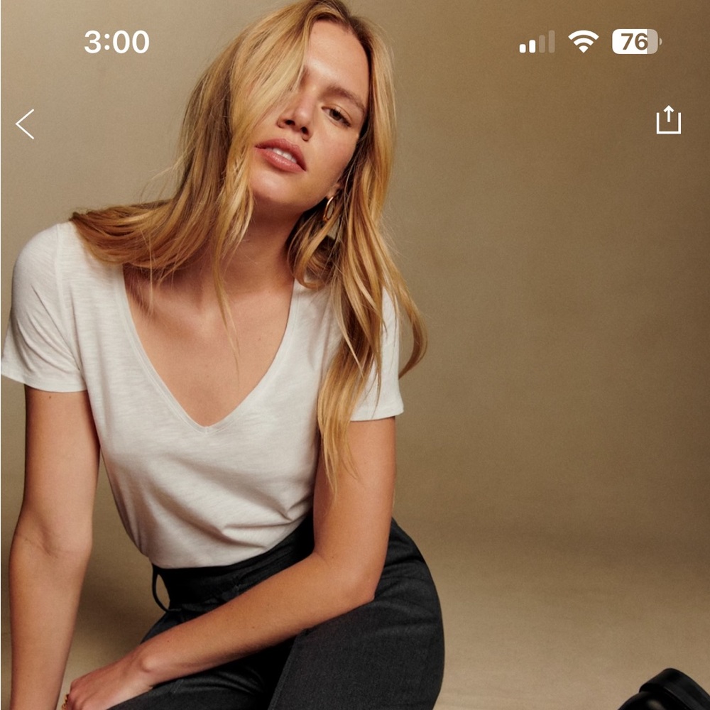 Sezane Malcolm T-shirt Ecru - Size S